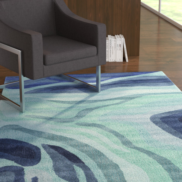 Ivy Bronx Caedmon Handmade Teal/Gray/Navy Blue Rug & Reviews Wayfair